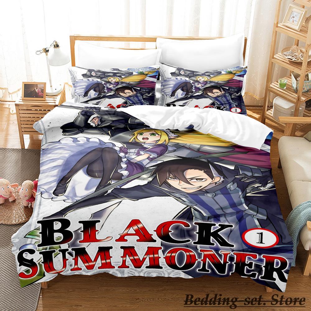 

Black Summoner Bedding Set Single Twin Full Queen King Size Bed Set Adult Kid Bedroom Duvetcover Sets Anime Parure De Lit Bed EU Single(135*200cm)3pcs