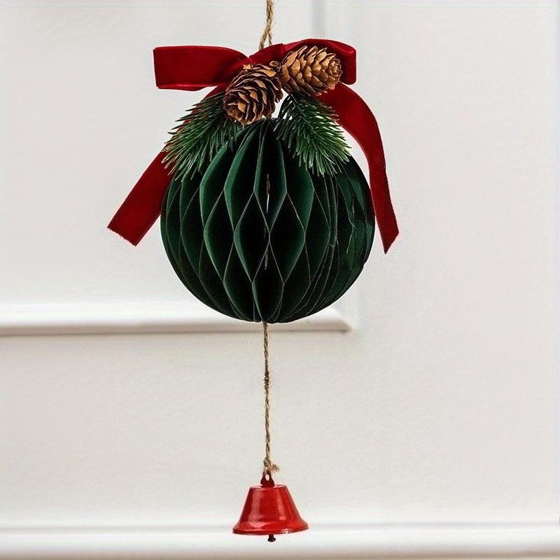1Pc Christmas Honeycomb Bell Pendant Crafts Christmas Tree Decoration, Suitable for Outdoor Courtyard Festival Ceremony Decoration