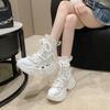 Fashion Women Ankle Boots Spring Autumn Chunky Shoes Woman High Heels Platform Breathable Sneakers Thick Sole Wedges Motorcycles Botas