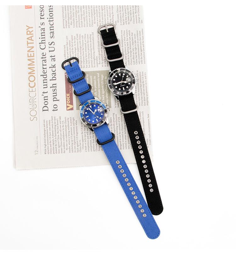 Vintage vojenský zelený nylonový řemínek k hodinkám, 18/20/22/24mm