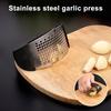 Stainless Steel Garlic Press with Ergonomic Ring Handle Heavy-Duty Manual Mincer for Ginger Garlic Easy-Clean Essential Kitchen Tool for Home Cooking
