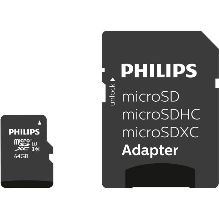Philips microSDXC-Karte 64 GB Klasse 10 mit SD-Adapter