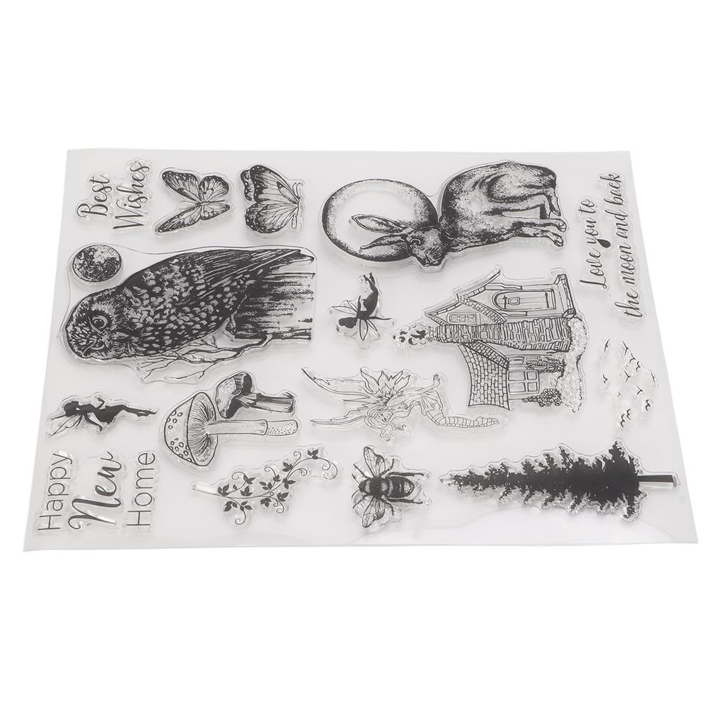 Şeffaf Damgalar Şeffaf Baskı Peri Baykuş Tavşan Peri Çoklu Desenler Kart Yapımı için Şeffaf Damga