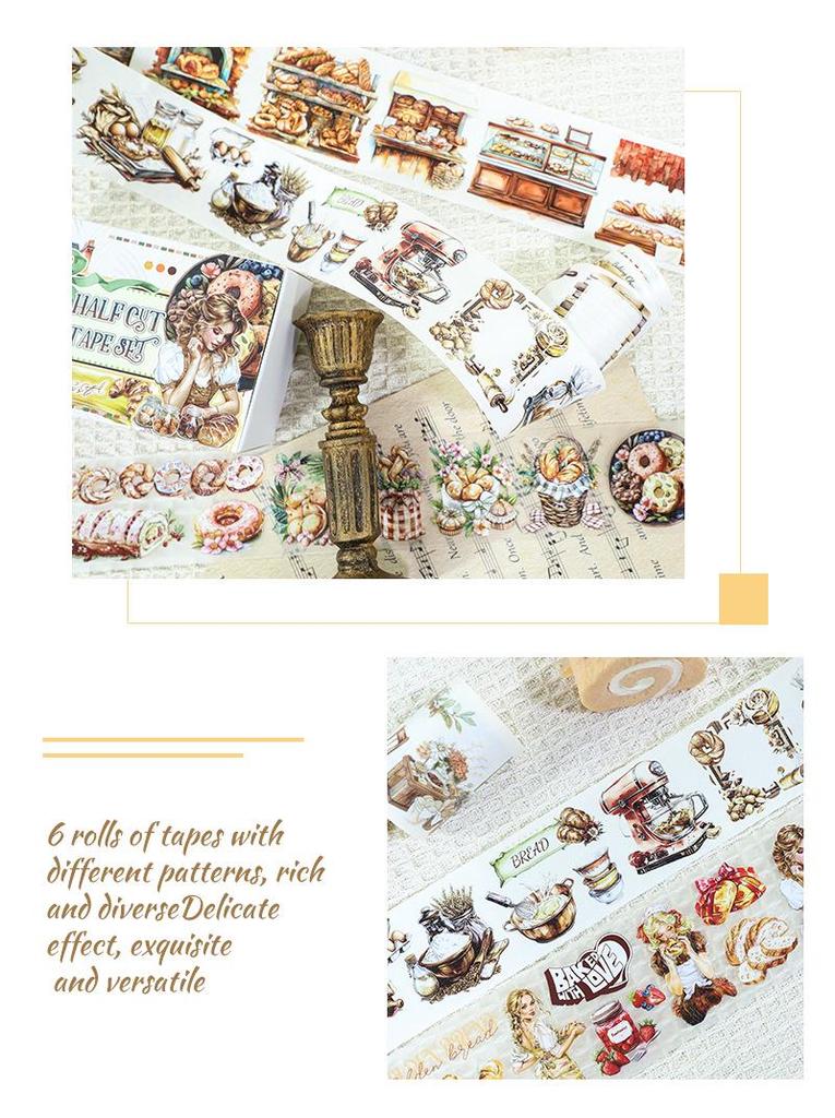 Die-cut PET Washi Tape Set: Coffee Theme, European & American Style for Journaling & Decoration