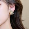 18K Gold-Plated Zircon Flower Pearl Ear Cuff - Elegant and Stylish Light Luxury Earrings
