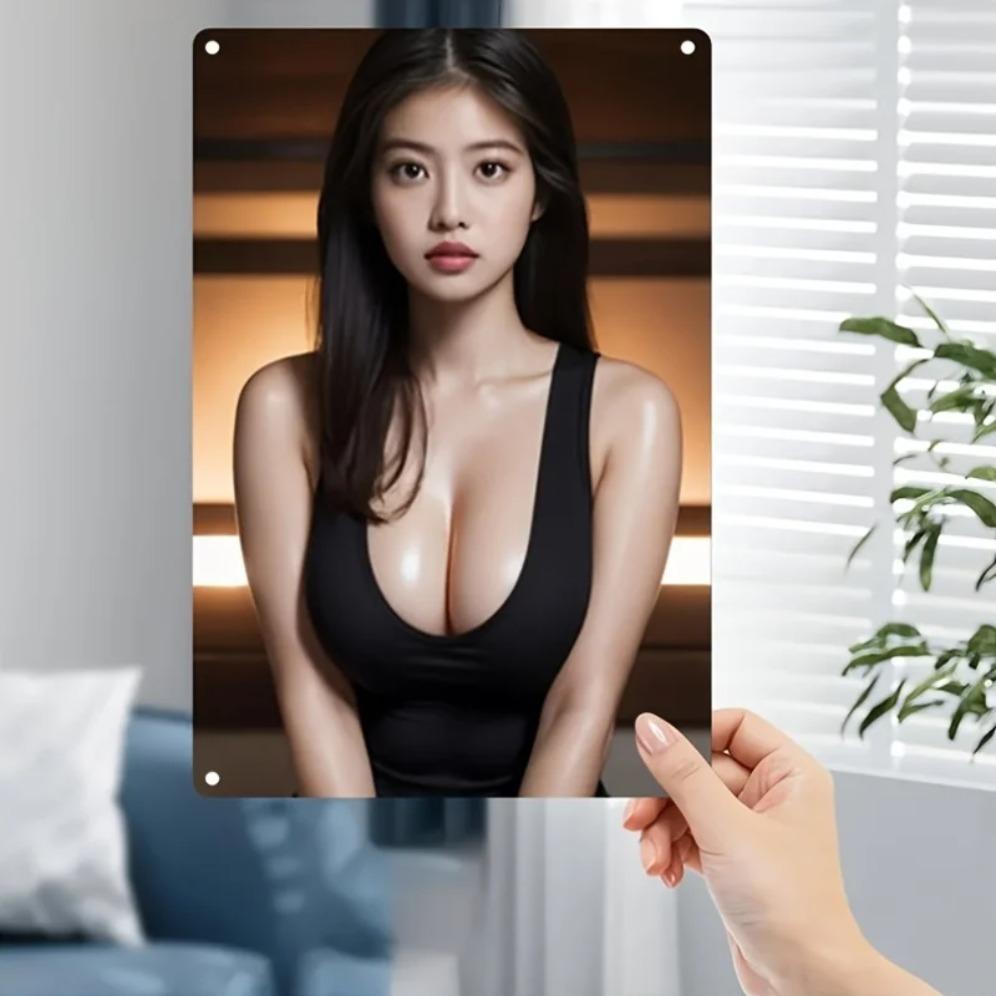 Vintage Metal Wall Art Sculpture Elegant Female Figure for Home Bar Cafe Decor 20x30cm