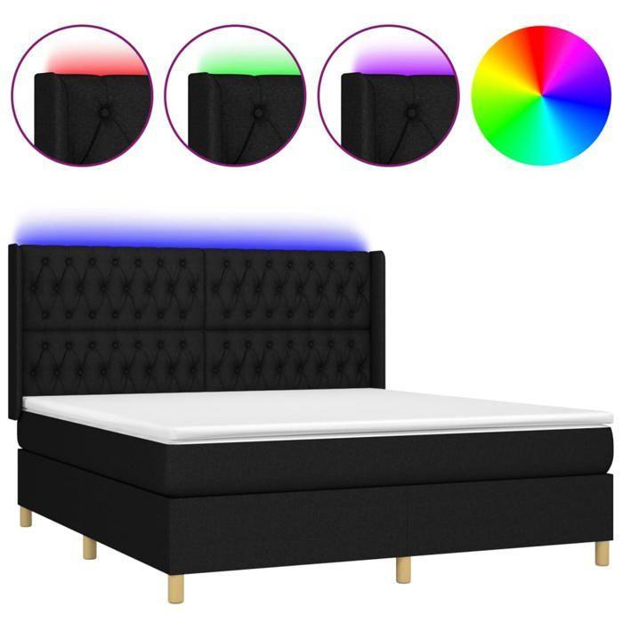VidaXL Slatted Bed Base with Mattress and LED, Upholstered Bed, Double Bed, Adult Bed for Interior Bedroom, 3139127