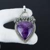 Pendentif en Argent Sterling 925 avec Pierre Précieuse Améthyste Naturelle - Design Floral Fait Main, Bijou à Porter au Quotidien, Pendentif Unique Cadeau Pour l'Amour