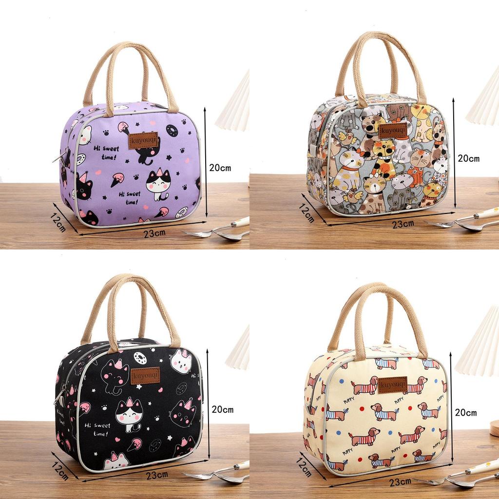 Canvas Lunch Bag Handheld Tote For Office Workers And Students With Zipper Closure