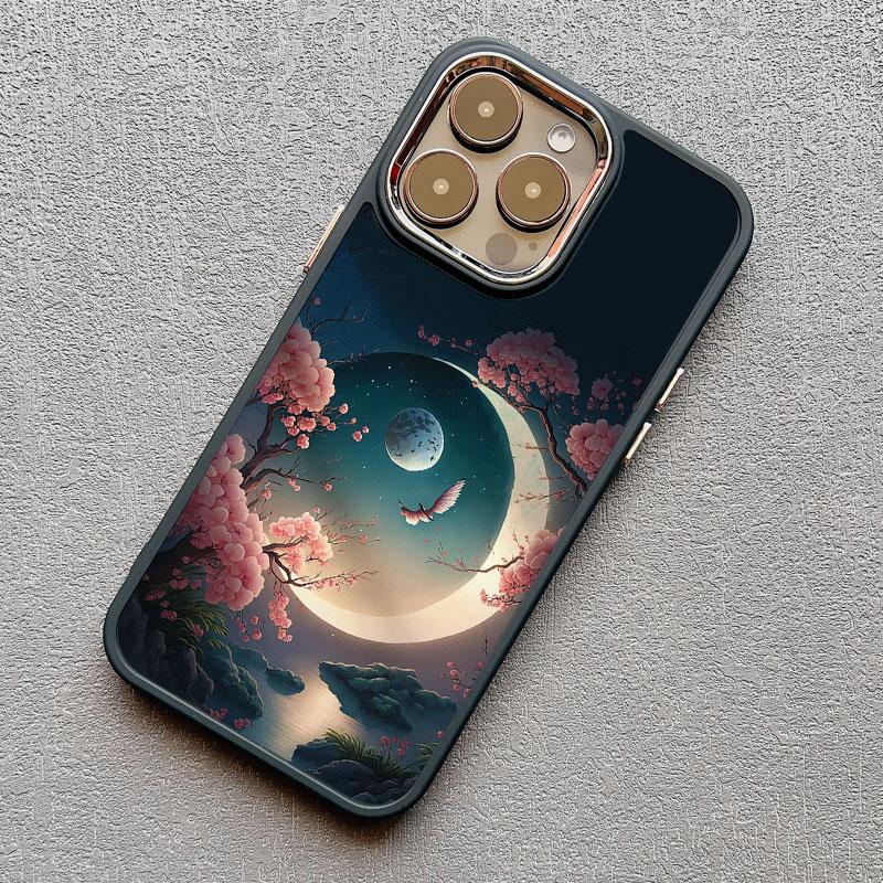 Luxury Moon On The Branch Soft Silicone Phone Cases For iphone 16 13 12 11 Pro Max 15 14 Pro Max Plus XR X XS 7 8 plus SE2 Cover