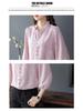 Women's Satin Three-Quarter Sleeve Ruffled V-Neck Top - French Style, Spring Collection, Flattering Fit