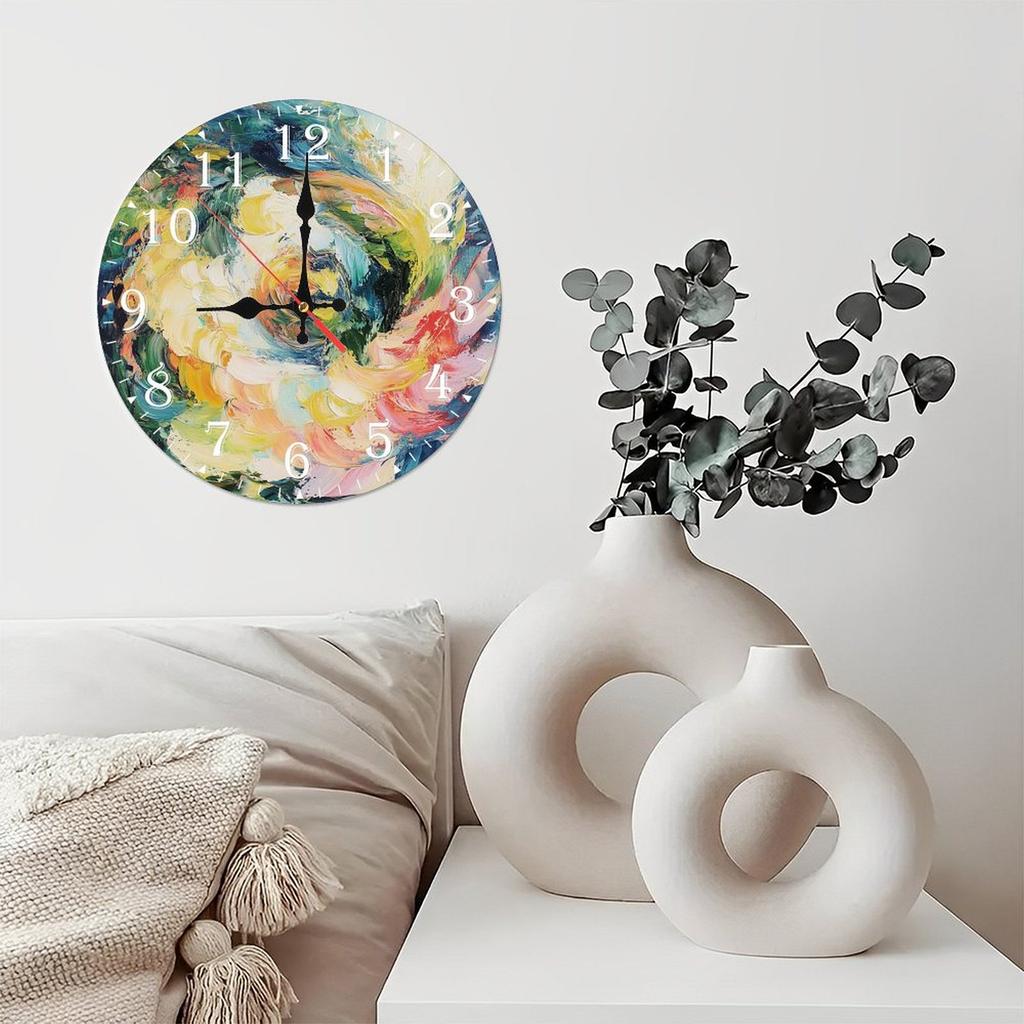 Silent Non-Ticking 25cm Round Wood Wall Clock for Bedroom and Library