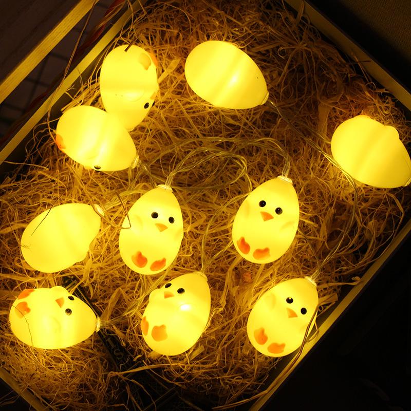10LED dekoracja na przyjęcie wielkanocne wielkanocny królik pasek światła mały żółty kurczak girlanda LED Fairy Light Happy Easter Home Decor