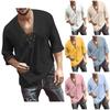 Designer Spring Summer Men's Casual Cotton Linen Solid Color Long Sleeve Shirts Loose Stand Collar Shirts