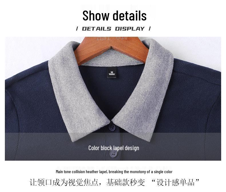 Dámské barevně blokované polo tričko Henley s dlouhým rukávem a úzkým střihem (Kolekce Podzim 2025)