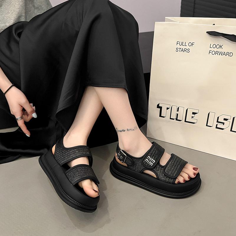 Sandals women's 2025 summer new high-end thick-soled Velcro casual versatile outer wear with skirt beach sandals