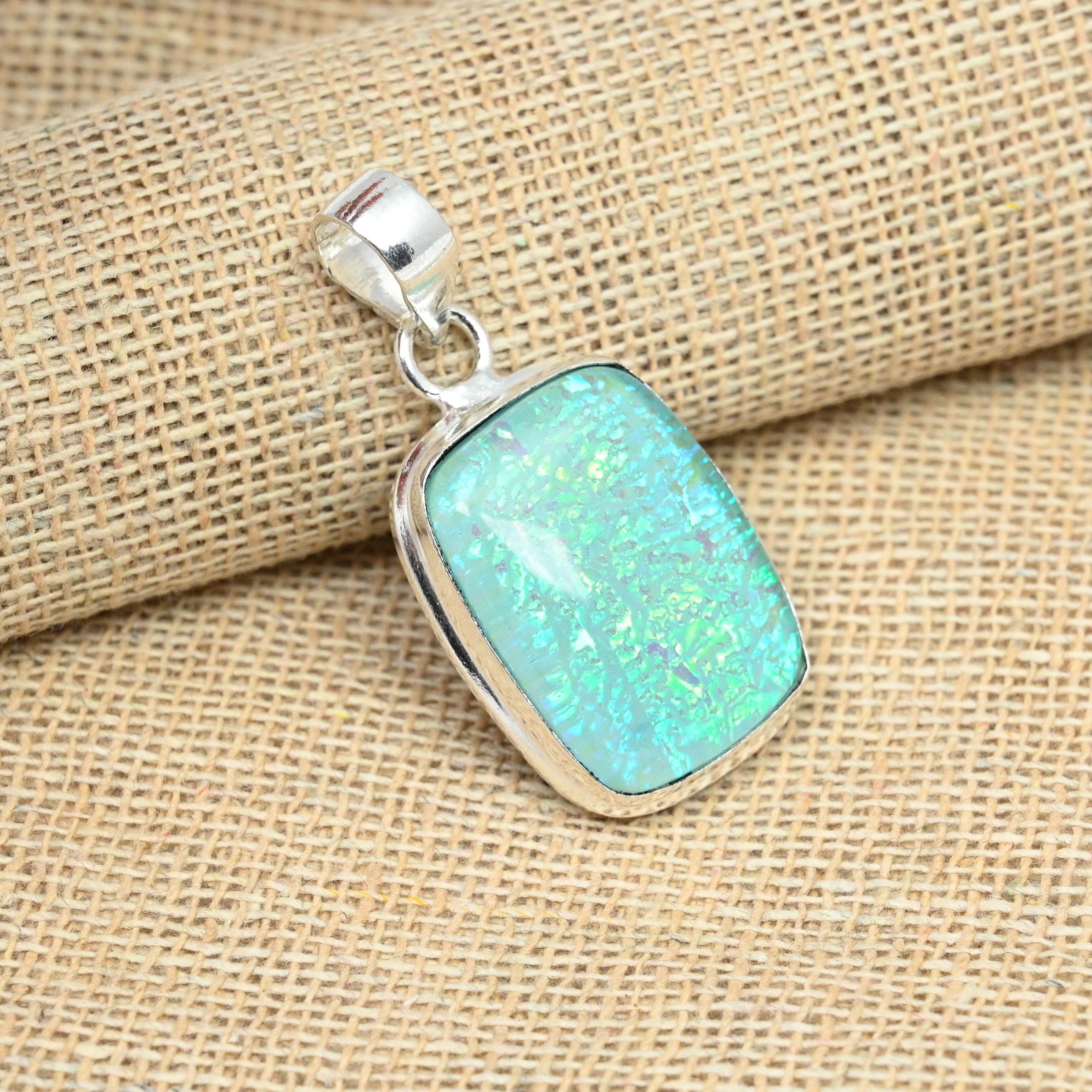 

Синий австралийский тройной опал, драгоценный камень, твердое серебро 925 пробы, подвеска ручной работы, ювелирные изделия 1.57 Inches синий