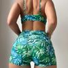 New Tropical Plant Print Bikini Swimsuit Set