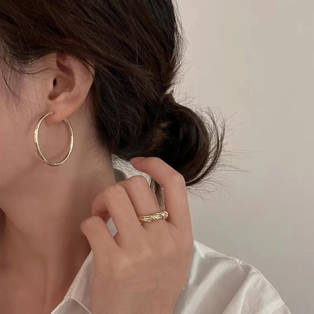 Metal Exaggerated Circle Earrings Women'S Wind Cold Wind Simple Earrings Niche Design Sense Personalized Earrings