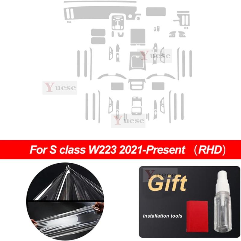 For Mercedes Benz S Class W223 -2025 Maybach interior Thin film transparent TPU Protective Film Anti-Scratch Sticker