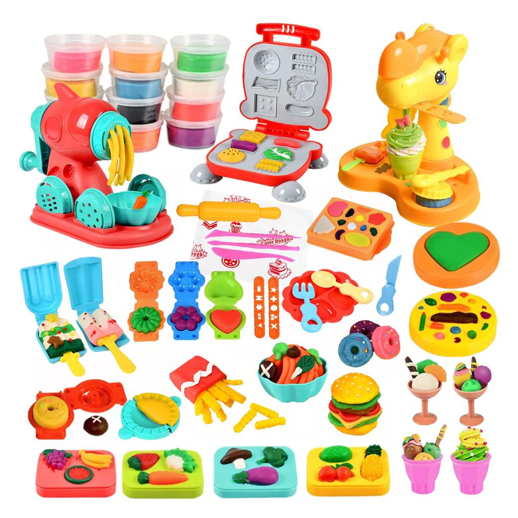 OTONOPI Wheat Luxury 12 Clay Ice Cream Noodle Burger Pretend Pretend Clay Handmade Ages 6 and Up Clay, Clay, Toy, 60-piece Set, Colors, Play, Machine,