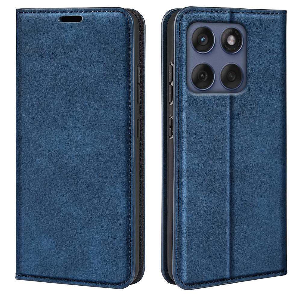 

For Motorola Edge 60 Fusion 5G Case Skin Touch Leather Wallet Phone Cover Blue