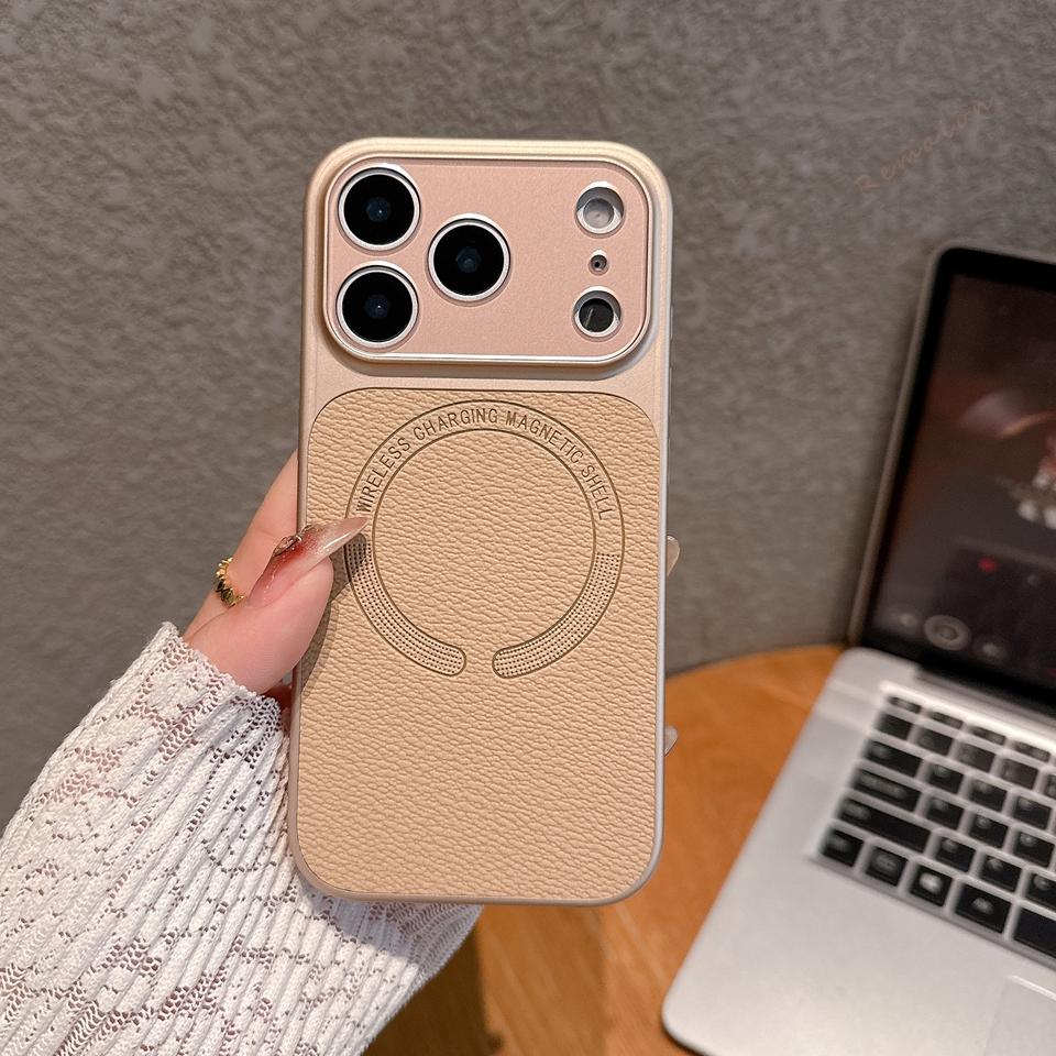 Official Leather Magnetic Phone Case For iPhone 17 Air 13 14 15 16 17 Pro Max Magsafe  Shockproof Hard Protector Cover