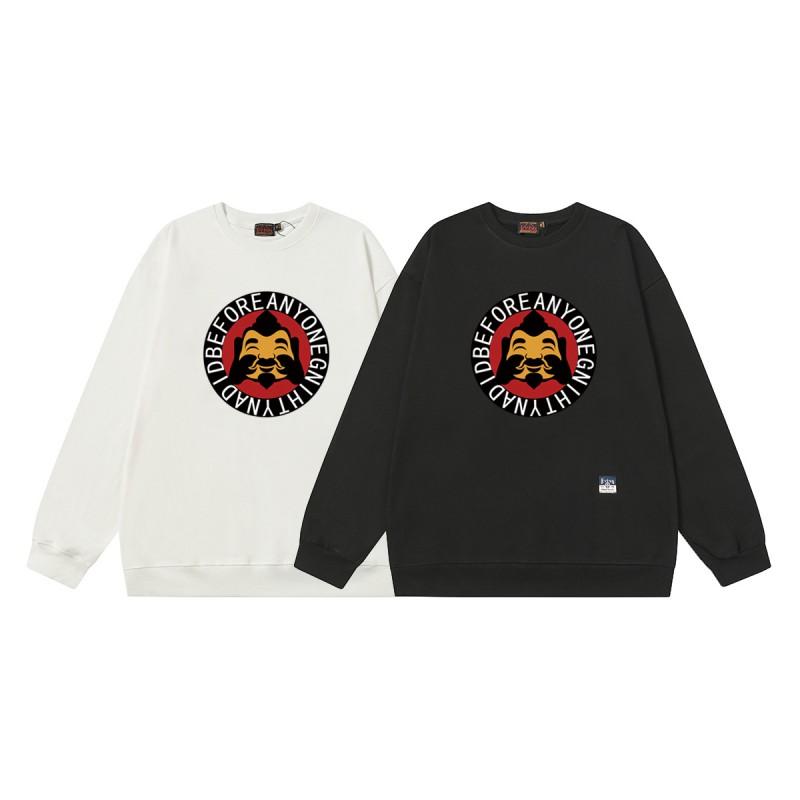 EV God Fortune M Buddha Head Print Crewneck Sweatshirt Loose Fit Men Women Casual Top