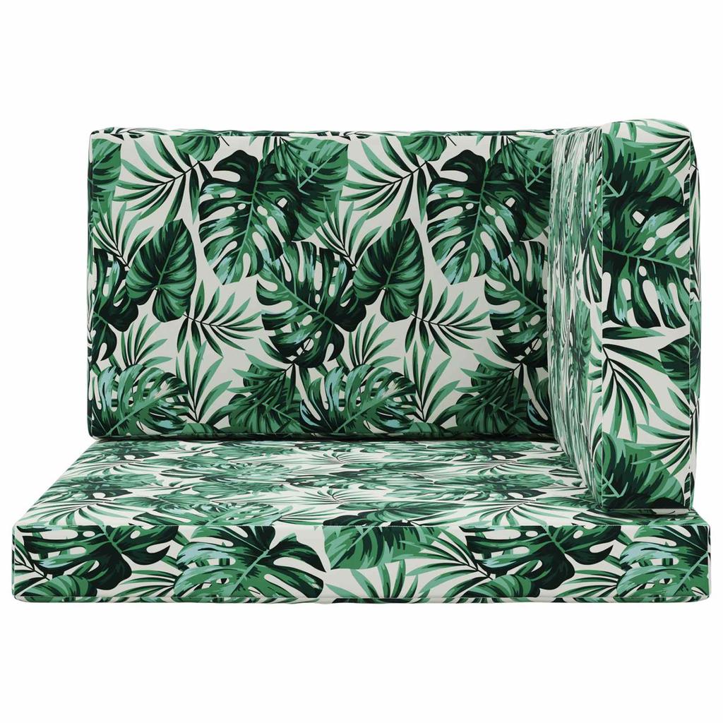 Outdoor Sofa Cushions 3 Pcs Leaf Pattern Polyester