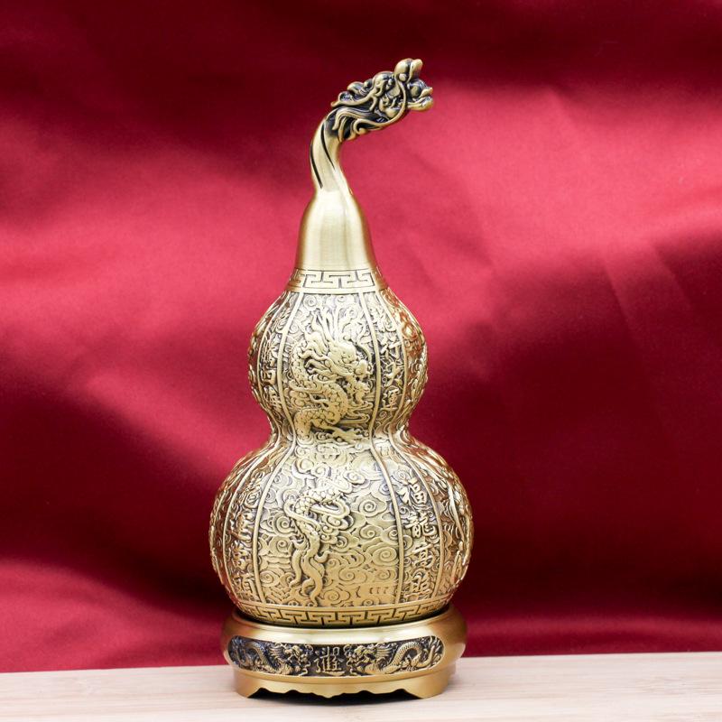 Brass Five Dragon Spinning Gourd Ornament for Home or Office Decor