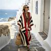 European, American Y Bohemian fashion women's clothing casual vacation D printed beach Kaftan cardigan long dress