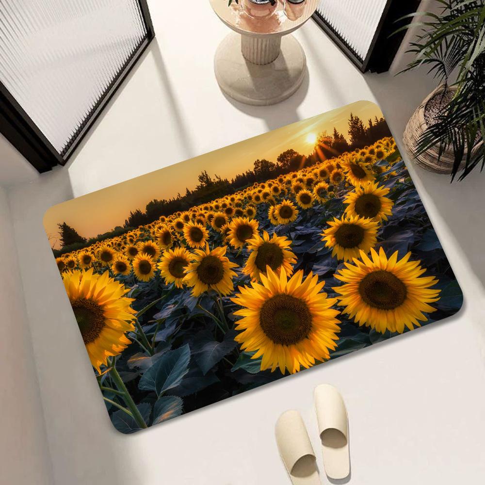 1pc Sunflower Doormats Home Carpet Bathroom Absorbent Mats Anti-Slip Mats Home Decor Supplies Carpets Home Kitchen Floor Mats