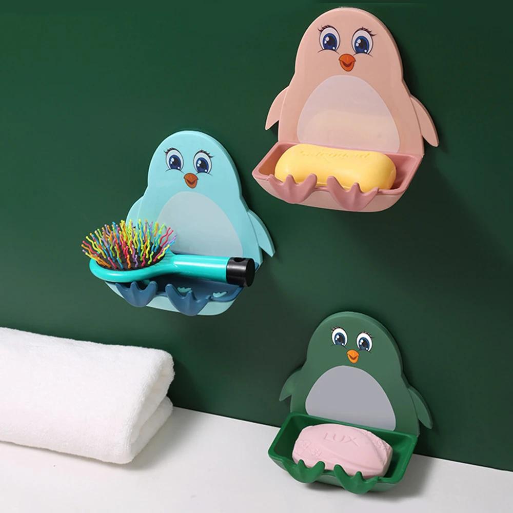Pinguin Seifenbox Saugknopf Wandmontage Niedlich Ablauf Toilette Kein Bohren Regal Seifenbox Wolke Haken Seifenbox Hund Seifenregal