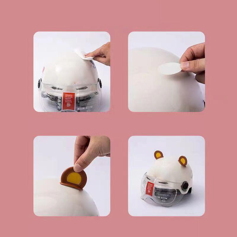 2Pcs Creative Cute Motorcycle Helmet Bear Ears Decor Universal Motorbike Bicycle Car Styling Decora Helmet Stickers Accessories
