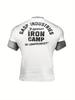 Y2K Fitness Trainings-T-Shirt für Herren mit GASP & Iron Camp Rückenlogos - Atmungsaktives Rundhals-Gym-Shirt