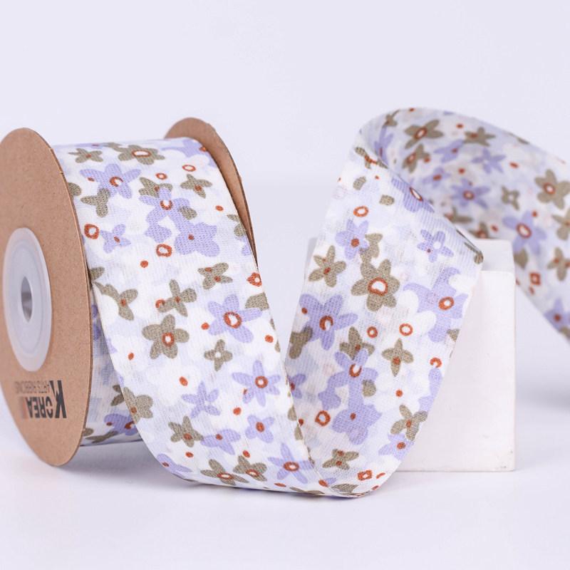 Small Flower Wavy Edge Ribbon Printed Butterfly Clip Hairpin Diy Gift Wrap Ribbon Raw Material Ribbon