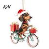 Unique Holiday Gifts for Dachshund Owners Christmas Ornaments, 2D Flat Dog Themed Acrylic Xmas Ornaments Tree Hanging Decoration Car Rearview Mirror,