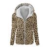 Women's Fashion Printing Sweatshirt Loose Hooded Plush Zip Up Jacket Top