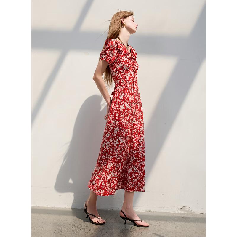 

Sancai French Style Ruffle Floral A-line Maxi Dress M