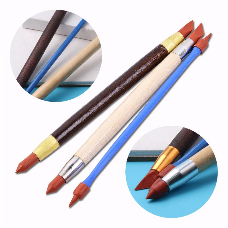 

3-Piece Ceramic Tool Set: Silicone Pen, Eraser Pen & Double-Ended Wooden Carving Tools for DIY Clay Crafting 3-piece set