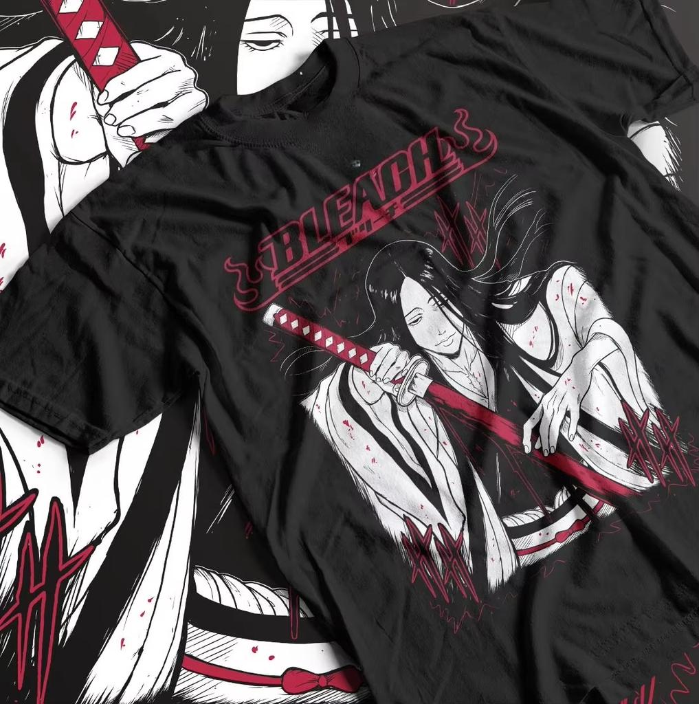2026 Summer BLEACH T-shirt Unohana Retsu Sword Shinigami Anime Print Oversized Cotton Y2K Men's Tee for Shonen Anime Fans Unisex,gift,Top