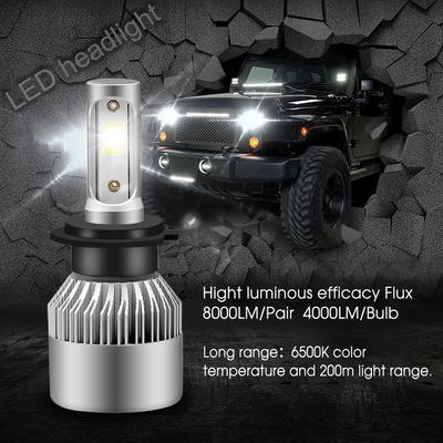 2Pcs/Lot LED H1 H3 H7 H4 H13 H11 9004 880 9007 Auto S2 Car Headlight Bulbs 72W 8000LM 6500K for 9V To 36V 200M Lighting Range