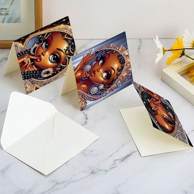 12PCS DIY Diamond Painting Greeting Card Set Rhinestone Diamond Art Mosaic Postcards Creative Birthday & Thanksgiving Card Kit