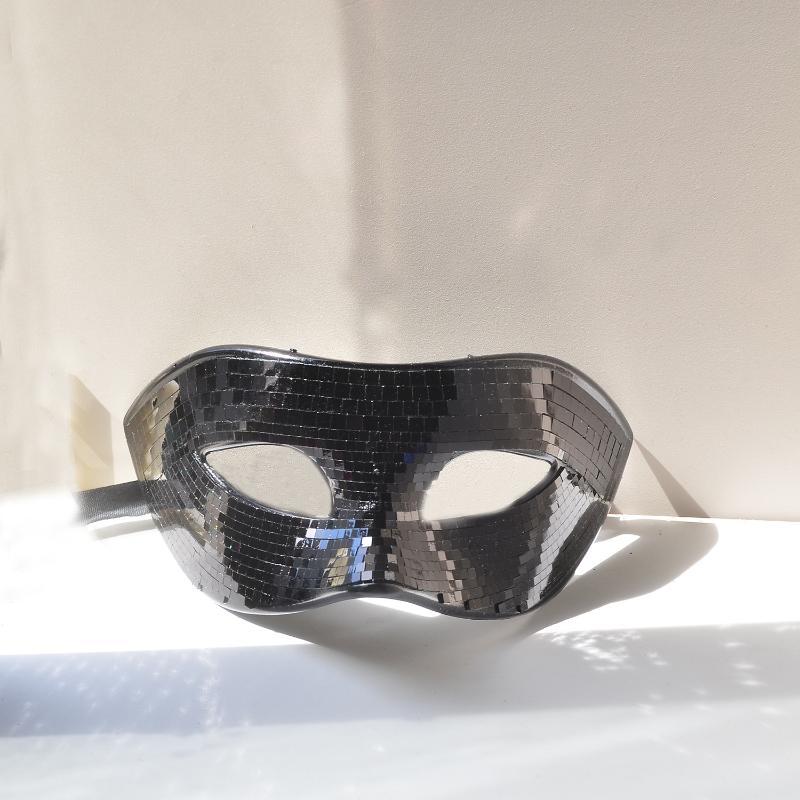 Disco Bright Ball Glitter Face Mask Mirror Eye Covers Silver Masquerade Mask Party Props Eye Mask For Women Men Party Prom