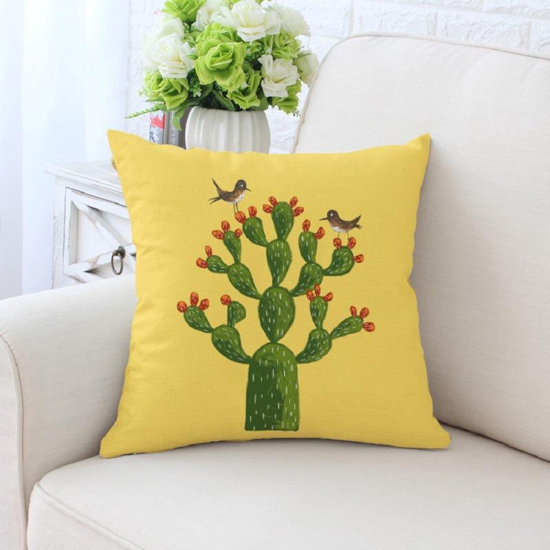 Fresh Tropical Cactus Potted Plant Pattern Home Living Room Sofa Bedroom Decorative Pillow Pillow Case