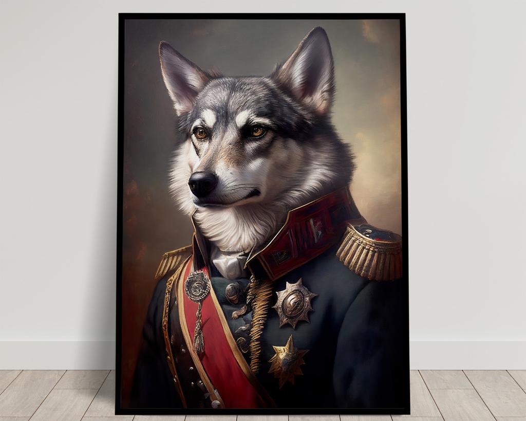 Animal Portrait Lion Fox Golden Retriever In Military Uniform Poster Print Wall Art Pictures Canvas Painting Room Home Decor