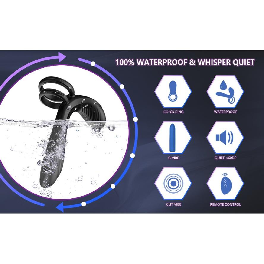 Vibrating Cock Ring Remote Control Dual Penis Ring for Men Couple with Vibrating G-spot and Clitor Simulator 3 in 1 Vibrator