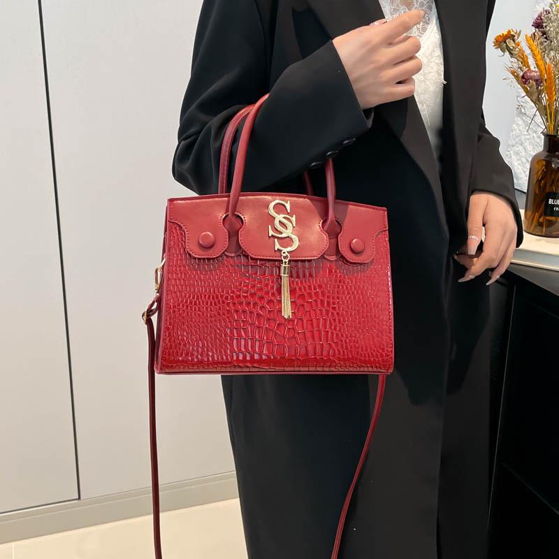 2025 Podzimní Minimalistická Retro Crossbody Taška přes Rameno s Krokodýlím Vzorem