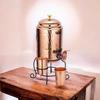 Copper Water Dispenser Set – 5 litres | Hammered Natural Finish | Includes Stand, 2 Glasses & ABS Tap | Ayurvedic Tamra Jal Water Storage Pot