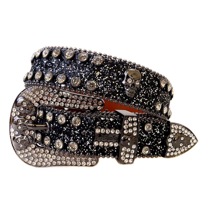 Punk Rock Rhinestone Western Belts Fashion Luxury Studded Belts Strap Diamond Bling Belts Cowgirl Cowboy Belt for Goth Jeans